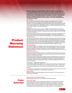Inside Back Cover: Color Selection Process, Product Warranties