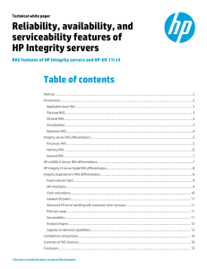 Reliability, availability, and serviceability features of HP Integrity