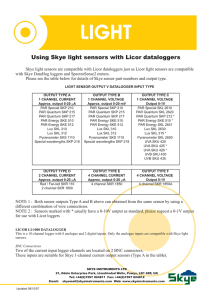 Light – Skye light sensor and Licor loggers