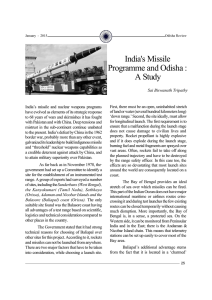 India`s Missile Programme and Odisha : A Study