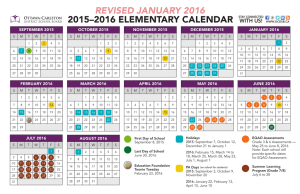 2015–2016 ELEMENTARY CALENDAR REVISED JANUARY 2016