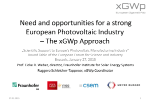 Need and opportunities for a strong European Photovoltaic Industry