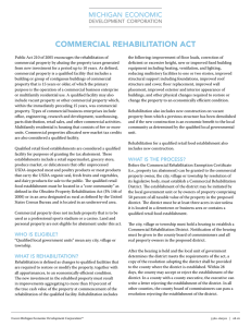 Commercial Rehabilitation Act - Michigan Economic Development