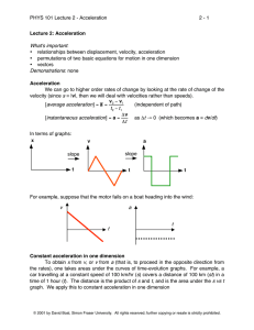 PHYS 101 Lecture 2 - Simon Fraser University