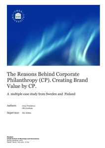 The Reasons Behind Corporate Philanthropy (CP). Creating Brand