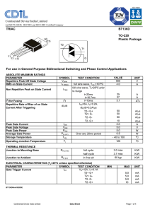TRIAC BT136D TO-220 Plastic Package For use in General