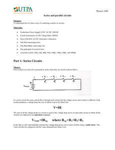 V=IR where Req =R1+R2+R3