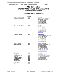 MTE Corporation WORLDWIDE SALES ORGANIZATION