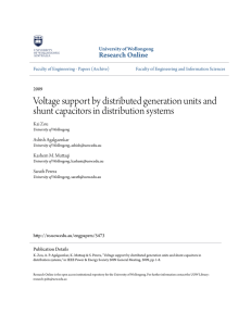 Voltage support by distributed generation units and shunt capacitors