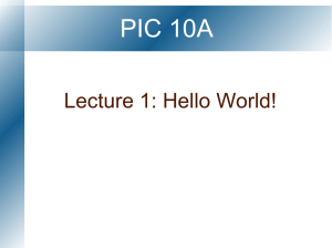 Lecture 1: Intro to programming: Hello world!