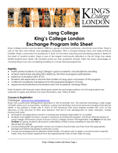 Lang College King`s College London Exchange