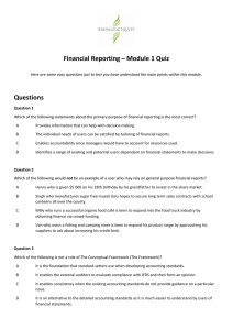 Financial Reporting – Module 1 Quiz Questions