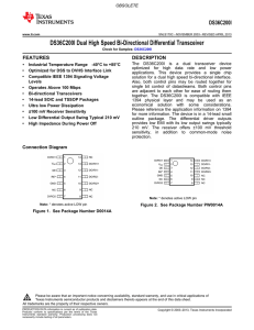 DS36C200I Dual High Speed Bi-Directional Differential Transceiver