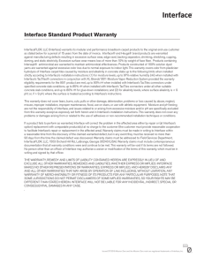 Interface Standard Product Warranty