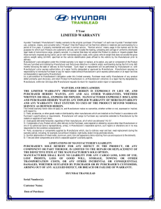 limited warranty - Hyundai Translead