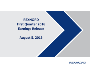 REXNORD First Quarter 2016 Earnings Release August 5, 2015