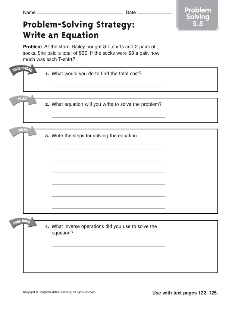 problem solving strategy for solving an equation