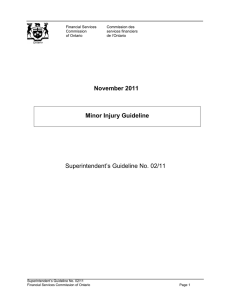 Minor Injury Guideline - Commission des services financiers de l