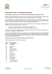 Information sheet – certifying documents
