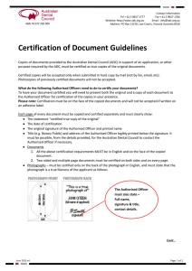 Certification of Document Guidelines