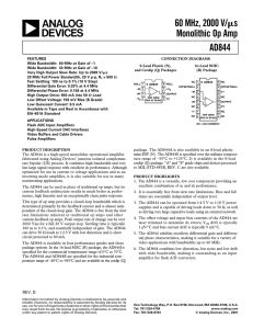 AD844 60 MHz, 2000 V/ s Monolithic Op Amp