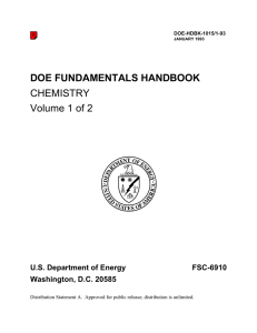DOE Fundamentals Handbook Chemistry Volume 1 of 2
