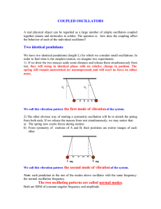 COUPLED OSCILLATORS Two identical pendulums The two