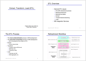 Extract, Transform, Load (ETL) ETL Overview The ETL Process