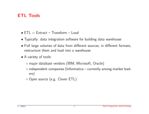 ETL Tools - Informatics Homepages Server