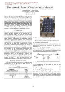 Photovoltaic Panels Characteristics Methods