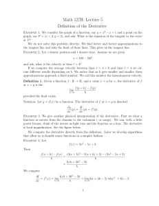 Math 127H: Lecture 5 Definition of the Derivative