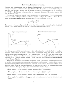 Derivatives, Instantaneous velocity. Average and instantaneous rate