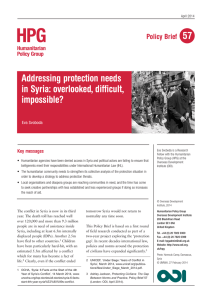 Addressing protection needs in Syria: overlooked, difficult, impossible?