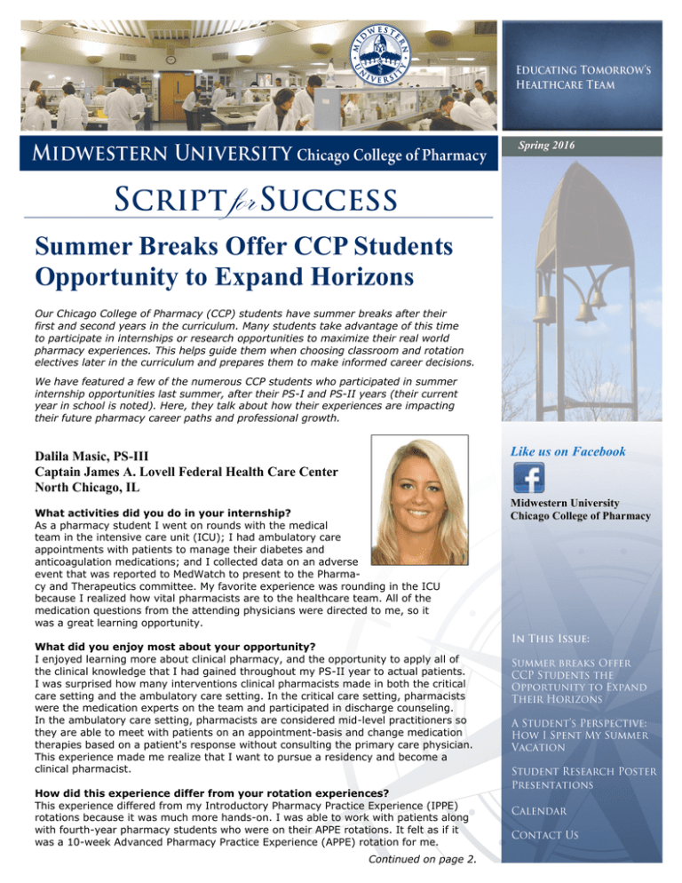 Summer Breaks Offer CCP Students Opportunity to Expand Horizons