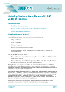 Metering System Compliance with BSC Codes of Practice