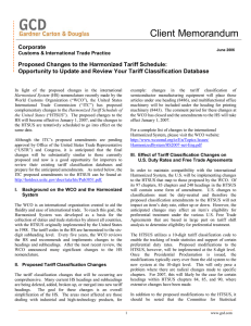 Proposed Changes to the Harmonized Tariff Schedule