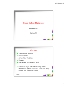 Basic Optics: Radiance Outline