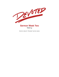 Sermon Week Two - Devoted Discipleship