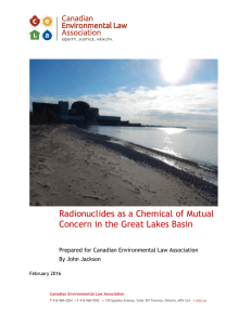 Radionuclides as a Chemical of Mutual Concern in the Great Lakes