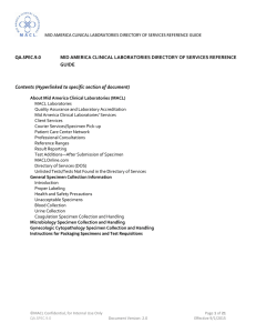 specimen collection instructions. - Mid America Clinical Laboratories