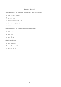 Exercises EE,sem.II 1. Find solutions of the differential