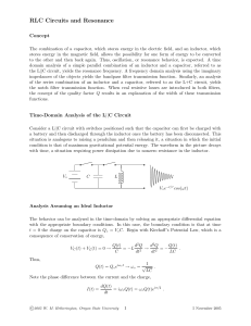 Handout on RLC circuits - Department of Physics | Oregon State