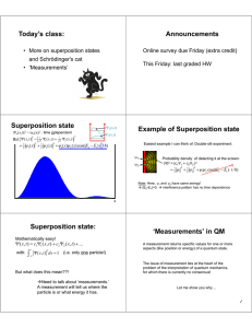 Today`s class: Announcements Superposition state Example of
