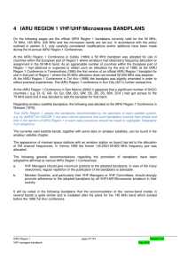 4 IARU REGION 1 VHF/UHF/Microwaves BANDPLANS