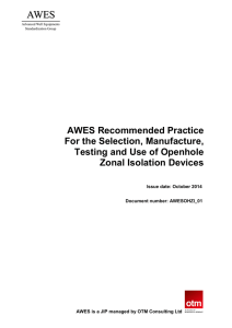 AWES Recommended Practice For the Selection, Manufacture
