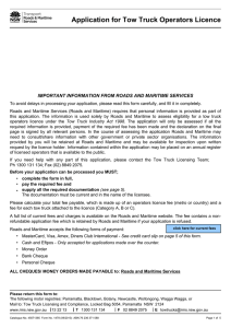 Application for Tow Truck Operator Licence