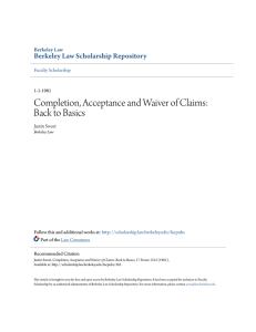 Completion, Acceptance and Waiver of Claims: Back to Basics