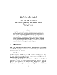 Zipf`s Law Revisited - Leibniz Center For Research in Computer