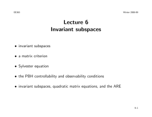 Lecture 6 Invariant subspaces