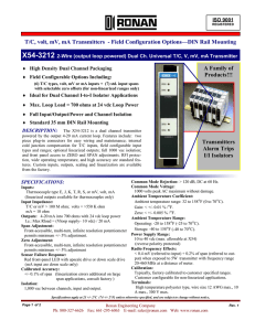 Transmitters Alarm Trips I/I Isolators T/C, volt, mV, mA Transmitters